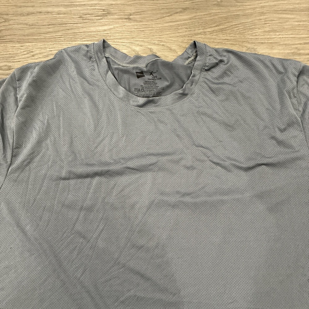 Hanes Men's Short Sleeve X-Temp T-Shirt Sz L Gray Athletic Crew Neck Adult - Picture 3 of 5